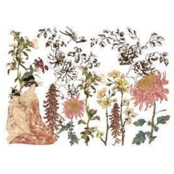 "Japonica" 24x33 Iron Orchid Designs Transfer - Picture 1 of 3